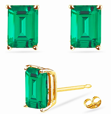 Earrings pair of Emerald stones 3carat total weight