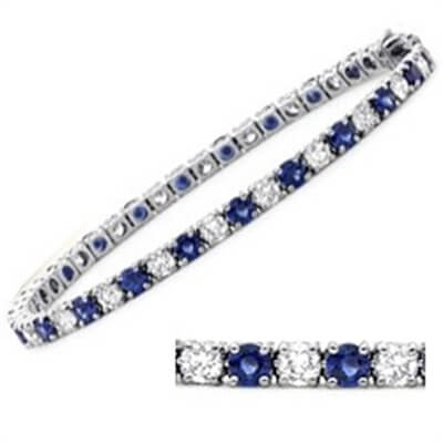 Tennis Bracelet with round diamonds and Sapphires