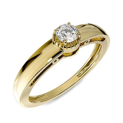 0.12 carat Natural diamond F SI1, Very-Good Cut, in Crown Solitaire engagement ring