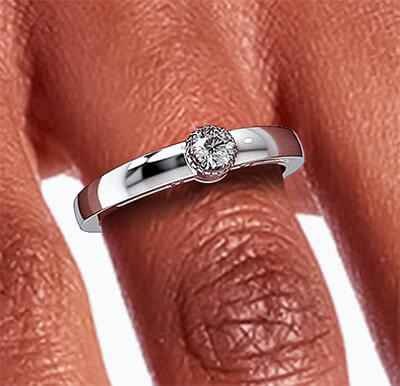 0.12 carat Natural diamond F SI1, Very-Good Cut, in Crown Solitaire engagement ring