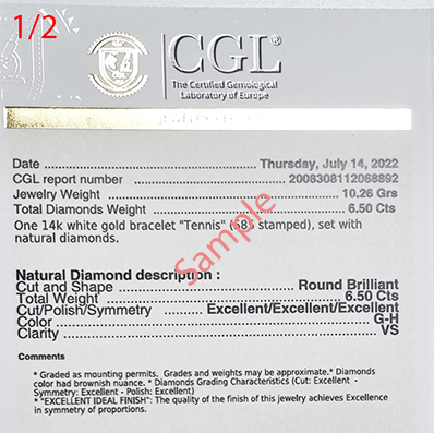 10 quilates F SI1Very-Good Cut, pulsera de tenis de diamantes naturales