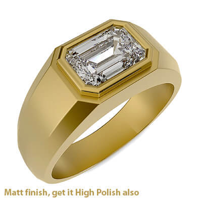 Mens engagement ring set with 2 Carat Emerald Lab Diamond, Ideal Cut F VS1