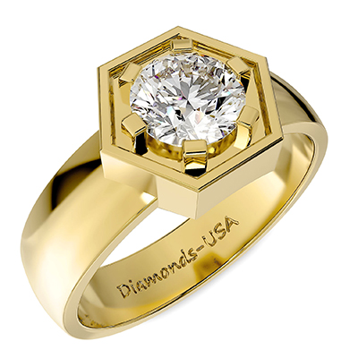 Mens Hexagon ring, 1 carat Lab diamond G SI1 certified by IGI/GIA