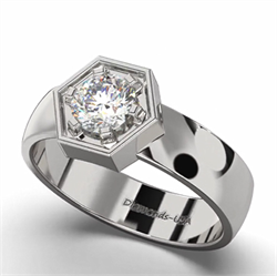 Foto Anillo hexagonal para hombre, diamante de laboratorio F VS1 de 1 quilate certificado por IGI/GIA de