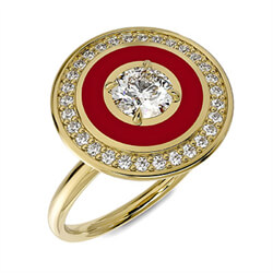 Foto Engaste de anillo de compromiso con halo de diamantes y esmalte hecho a mano de