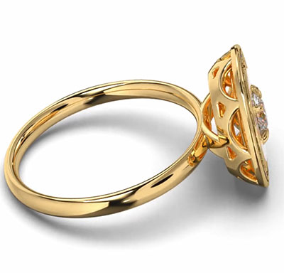 Hand made Enamel and diamonds halo Engagement ring setting