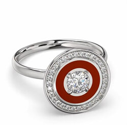 Picture of Hand made Enamel and diamonds halo Engagement ring