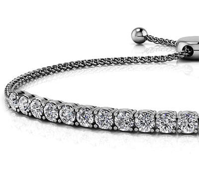 4 Carat adjustable Bolo Diamonds Tennis Bracelet I, VS, Very Good Cut 