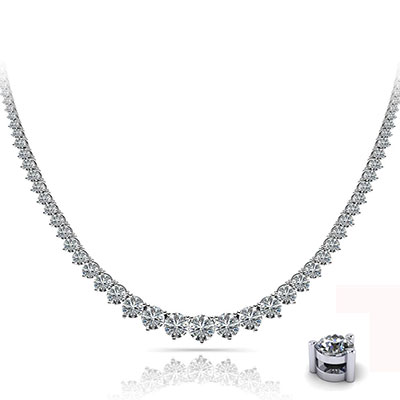 10 carat Graduated Tennis Necklace, I VS, bigget diamond is 5.3 mm