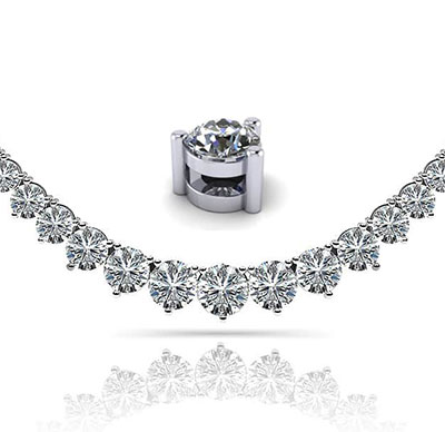 10 carat Graduated Tennis Necklace, I VS, bigget diamond is 5.3 mm