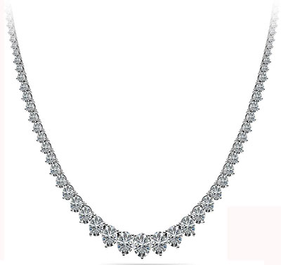 7 carat Graduated Tennis Necklace, I VS, bigget diamond is 4.4 mm