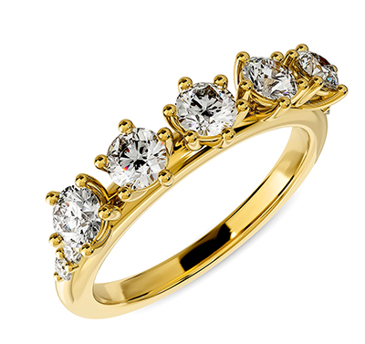 5 natural diamonds matching ring, 0.44 carat