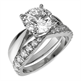 Picture of Bridal set solitaire ring, wedding with side diamonds.6 mm