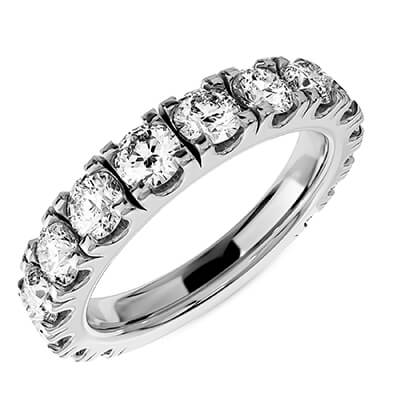 Anniversary diamond ring 3.5 mm, set 3/4 way around, 1.88 carats,  average G VS2