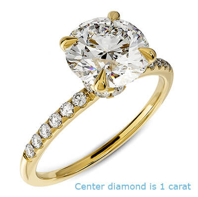 Hidden Halo Engagement ring Setting, with 0.20 cts sides G VS2, very-good to ideal-cut
