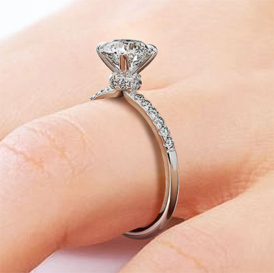 Hidden Halo Engagement ring Setting, with 0.20 cts sides G VS2, very-good to ideal-cut