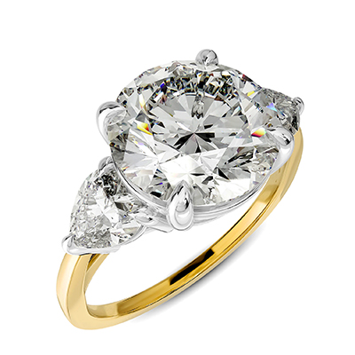 Three stone ring with 0.30 carat each side Heart diamonds, for 2 carat & up centers 