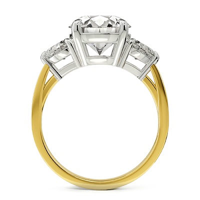 Three stone ring with 0.30 carat each side Heart diamonds, for 2 carat & up centers 