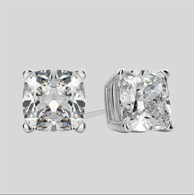 Cushion cut diamond stud earrings