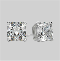 Picture of Pair of natural diamond earrings 1.00 carat G VS2, 1.05 F SI1 GIA Cushions -14k White,Yellow or Rose Gold