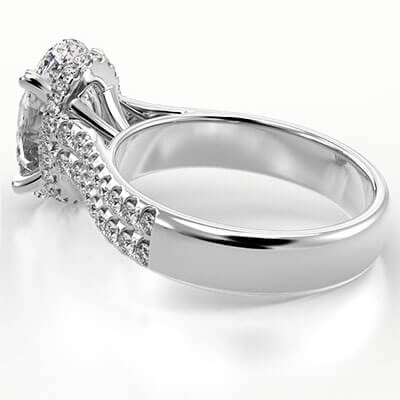 Montura de anillo de compromiso con halo oculto para todas las formas y quilates
