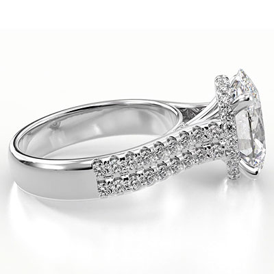 Hidden Halo engagement ring setting for all shapes and carats