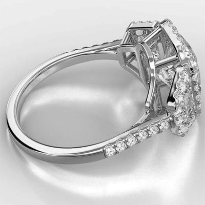 Halo and Trapezoids engagement ring settigs
