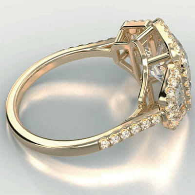 Lab Diamonds Halo and Trapezoids ready engagement ring