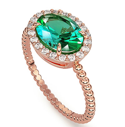11/4 carat Oval Emerald and 1/5 carat round diamonds