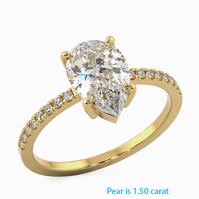 Engaste de anillo de compromiso de diamantes en forma de pera de perfil bajo