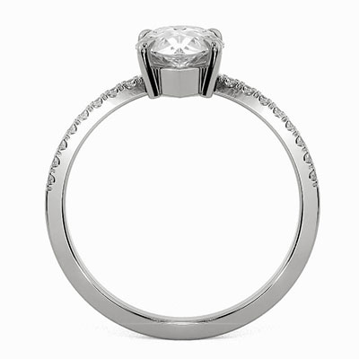 Engaste de anillo de compromiso de diamantes en forma de pera de perfil bajo