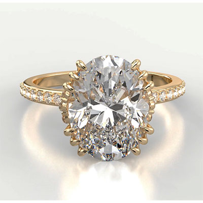 Designers Engagement Ring setting with Hidden Halo for Ovals, Rounds, Pears, Marquise Large diamonds