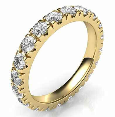 Eternity diamond ring 3.5 mm, 2.50 carats average G VS2