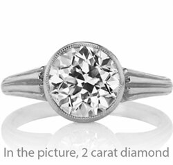 Picture of Low Profile Vintage replica bezel set engagement ring for all center shapes and carats