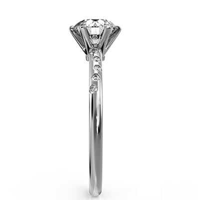 Designers model,6 prongs with side stones - 14K White Gold-Rhodium Dipped