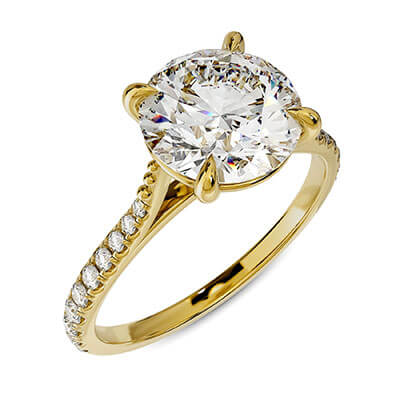 Cathedral Engagement ring with side natural diamonds