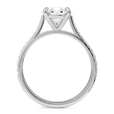 Cathedral Engagement ring for Ovals with side natural diamonds