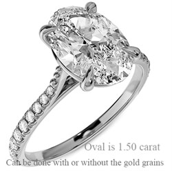 Picture of Cathedral Engagement ring for Ovals with side natural diamonds