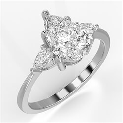 Picture of Three stone diamond engagement ring with 0.20 CTW side Pear diamonds