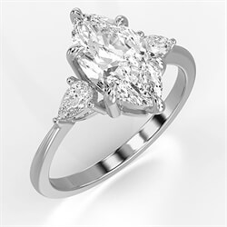 Picture of Three stone engagement ring with 0.20CTW side Pear diamonds