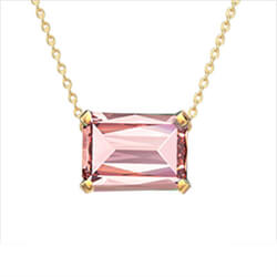 Foto Collar con forma de esmeralda o radiante de zafiro rosa de 2 quilates de