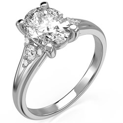 Picture of Oval engagement ring with split band and side diamonds
