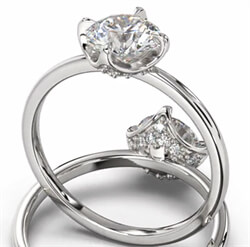 Picture of Low Profile Hidden Diamonds Crown, East-West Engagement Ring Setting