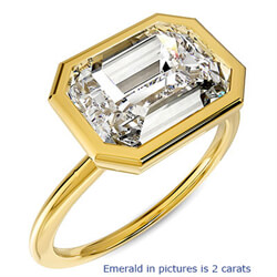 Picture of Gold engagement ring. Bezel set open ring for Radiants & Emeralds