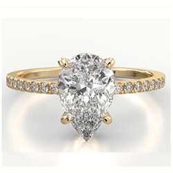 Picture of Yellow gold Enhgagerment ring for Pear diamonds