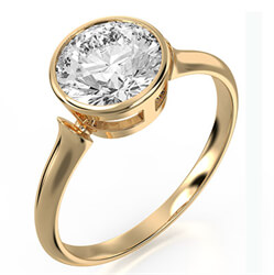 Picture of Yellow gold engagement ring.Low Profile Designers Bezel Engagement ring Setting