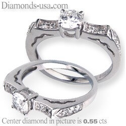Picture of 0.50 carat center laboratory diamond engagement ring with side diamonds, 0.20 carats
