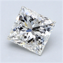 1.50 Carats, Princess Diamond with  Cut, F Color, VS1 Clarity and Certified by EGL
